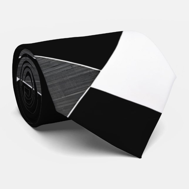 Monochrome Geometric Grid Black White Grey  Tie (Rolled)