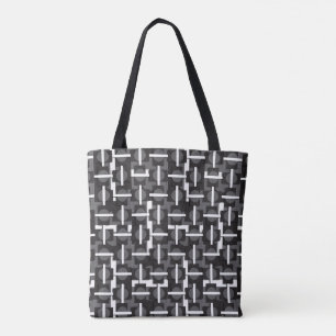 Monochrome Geometric Grid Tote Bag