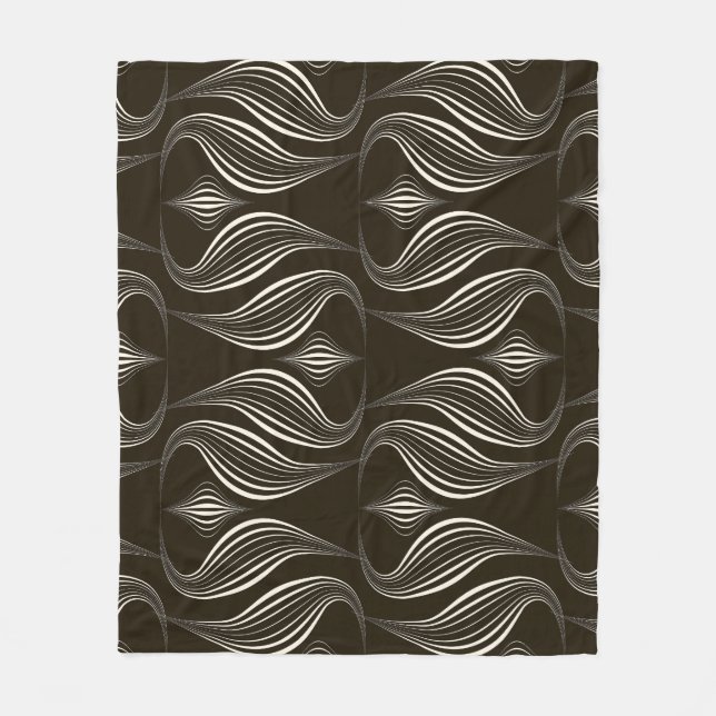 Monochrome Geometric: Modern Vintage Texture Fleece Blanket (Front)
