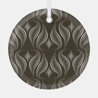 Monochrome Geometric: Modern Vintage Texture Glass Ornament