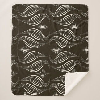 Monochrome Geometric: Modern Vintage Texture Sherpa Blanket