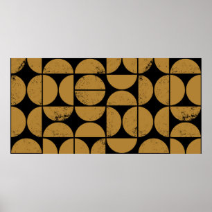 Monochrome geometric seamless pattern in Scandinav Poster