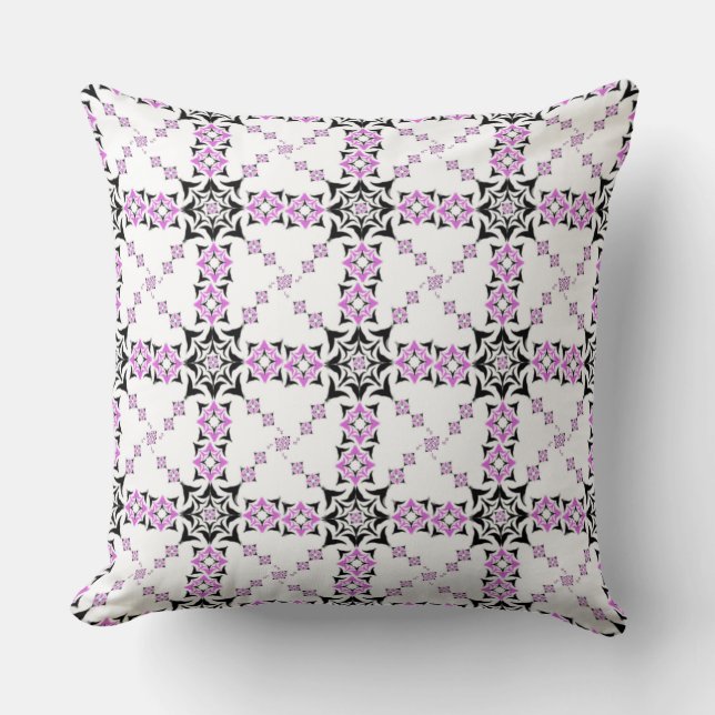 Monochrome Geometric Waves" Throw Pillow (Front)