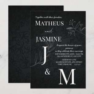 Monochrome German Und Script Wedding Invitation