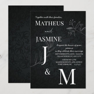 Monochrome German Und Script Wedding Invitation