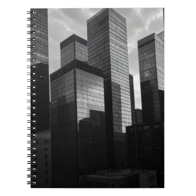 Monochrome Glass Skyscraper City Notebook (Front)