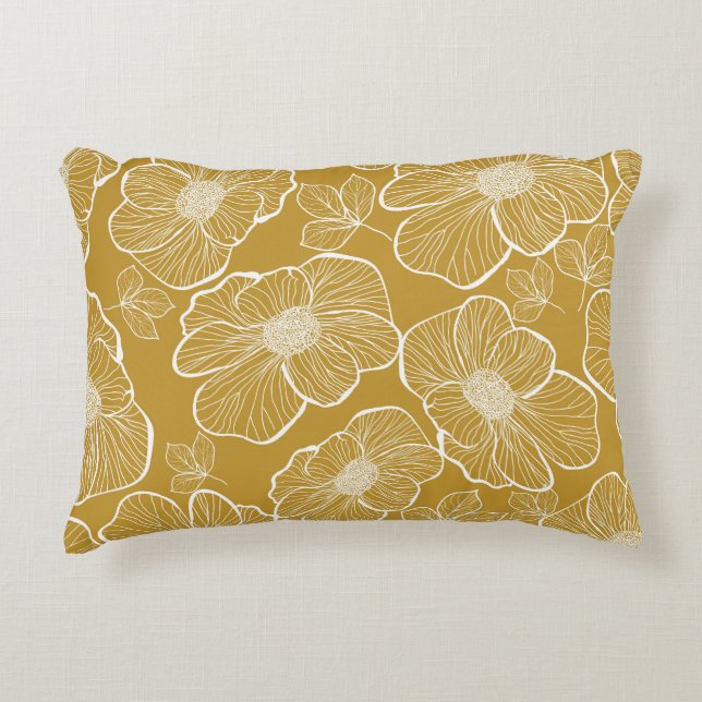 Monochrome Gold Floral: Abstract Seamless Accent Pillow (Front)