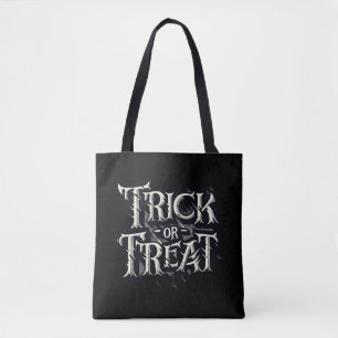 Monochrome Gothic Spiky TRICK OR TREAT Halloween Tote Bag
