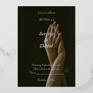 Monochrome Grace: Black, & Grey Wedding Invitation