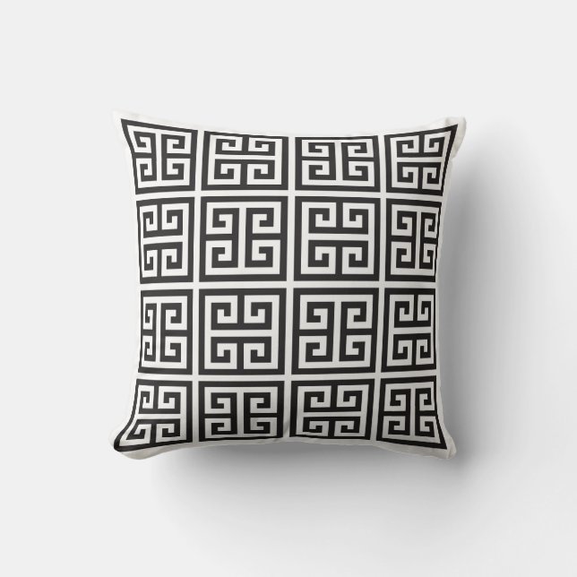 Monochrome Greek Chic Geometric Cushion (Front)