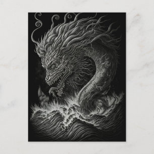 Monochrome Greek Mythology Kraken Sea Monster Postcard