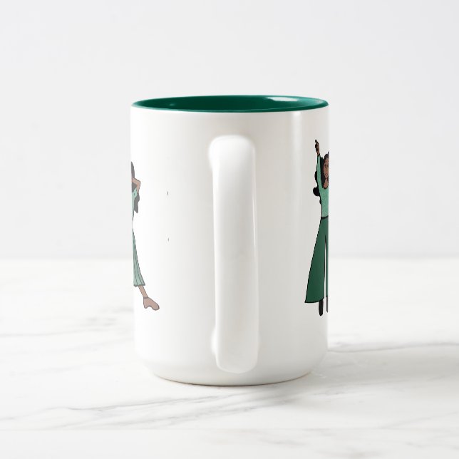 Monochrome Green Dancer #1 Two-Tone Coffee Mug (Handle)