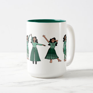 Monochrome Green Dancer #2 Two-Tone Coffee Mug