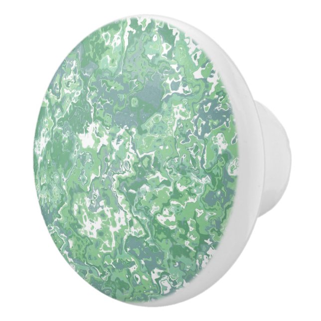 Monochrome Green Marble Ceramic Knob (Right)