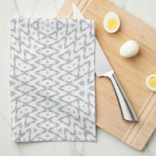Monochrome grey and white geometric kitchen towel