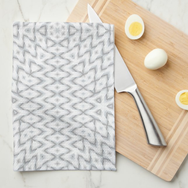 Monochrome grey and white geometric kitchen towel (Quarter Fold)