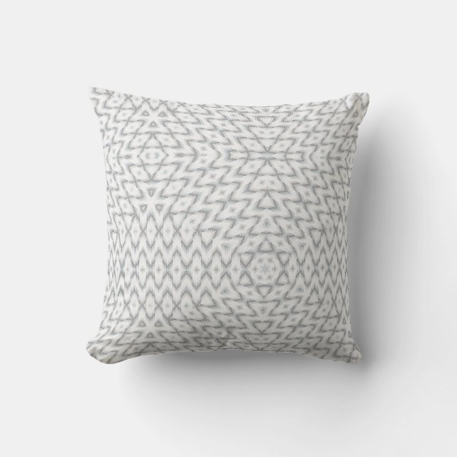 Monochrome grey and white geometric throw pillow (Front)