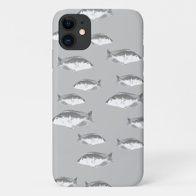 Monochrome grey fish Case-Mate iPhone case (Back)