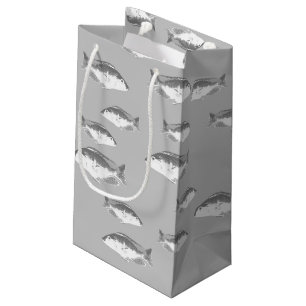 Monochrome grey fish small gift bag