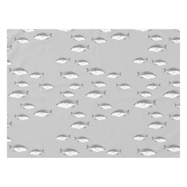 Monochrome grey fish tablecloth (Front (Horizontal))