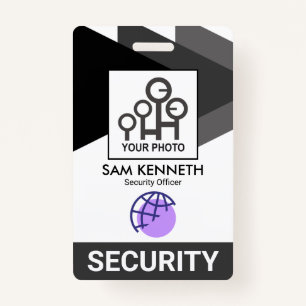 Monochrome Grey Triangles Security Staff Photo ID Badge