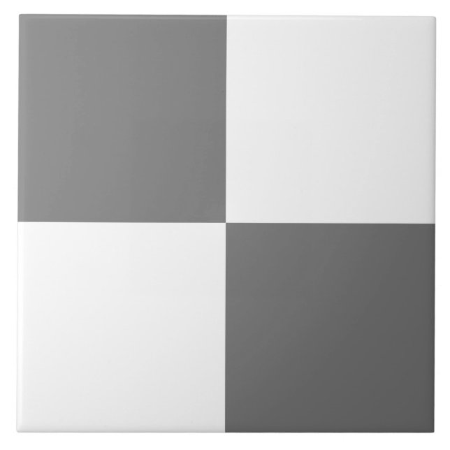 Monochrome Grey White Chequered Ceramic Tile (Front)