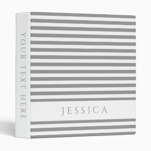 Monochrome Grey White Stripes Pattern Name Binder