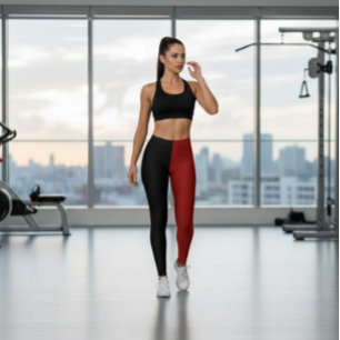 Monochrome Half Black Half Wine Red Halloween Leggings