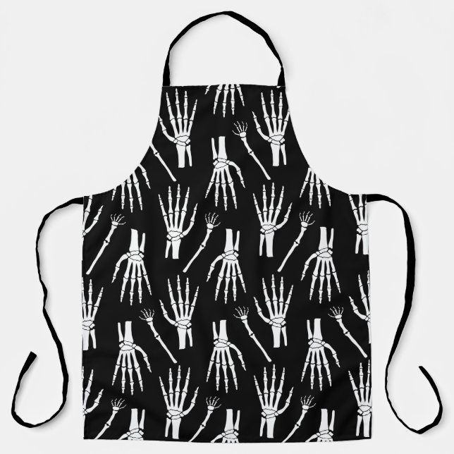 Monochrome Halloween seamless pattern with bones.  Apron (Front)