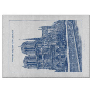 Monochrome Indigo Blue Retro Notre Dame de Paris  Cutting Board