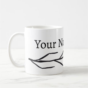 Monochrome Ink Branch Pattern Mug