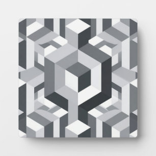 Monochrome Isometric Cube Pattern Plaque