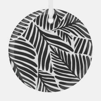 Monochrome Jungle Geometric Seamless Pattern Glass Ornament
