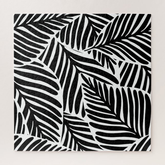 Monochrome Jungle Geometric Seamless Pattern Jigsaw Puzzle (Vertical)