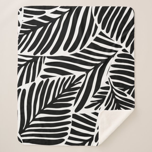 Monochrome Jungle Geometric Seamless Pattern Sherpa Blanket (Front)