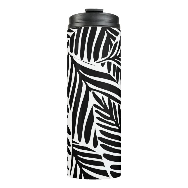 Monochrome Jungle Geometric Seamless Pattern Thermal Tumbler (Front)