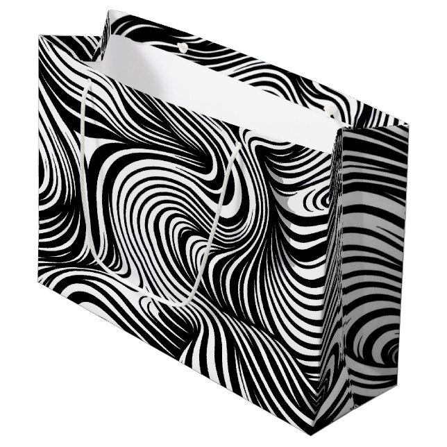 Monochrome Kaleidoscope Large Gift Bag (Front Angled)