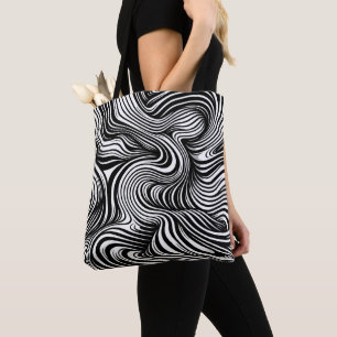 Monochrome Kaleidoscope Tote Bag
