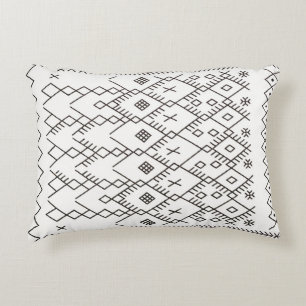 Monochrome Kilim: Moroccan Tribal Texture Art Accent Pillow