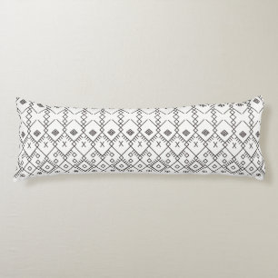 Monochrome Kilim: Moroccan Tribal Texture Art Body Pillow