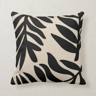 Monochrome Large Scale Leaf Leaves Throw Pillow