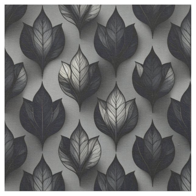 Monochrome Layered Leaves Fabric Pattern (Close Up)