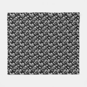 Monochrome Leaf Botanical Aesthetic Fleece Blanket
