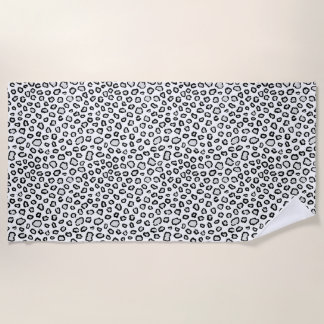 Monochrome Leopard Animal Spots Safari Vacation Beach Towel