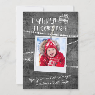 Monochrome Lighten Up! Christmas Holiday Card