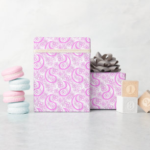 Monochrome lilac pink white paisley pattern. wrapping paper