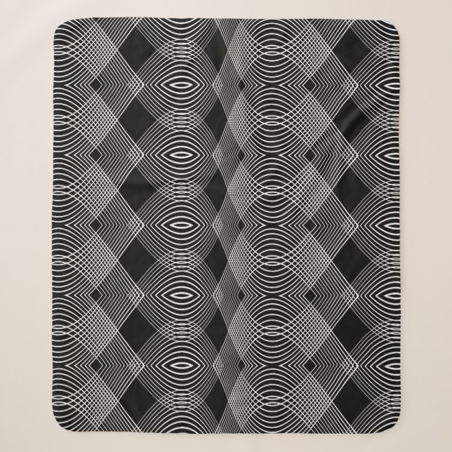 Monochrome Lines: Textured Abstract Design Sherpa Blanket (Front)