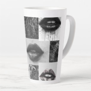 Monochrome Lips Latte Mug – Stylish Black & White