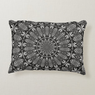 Monochrome Mandala Accent Pillow