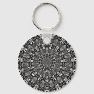 Monochrome Mandala Keychain